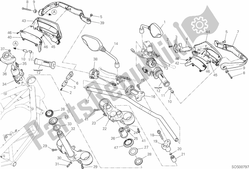 All parts for the Handlebar And Controls of the Ducati Hypermotard 939 USA 2016
